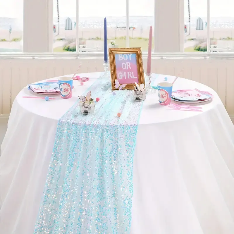 Mermaid blue sequin table  runner