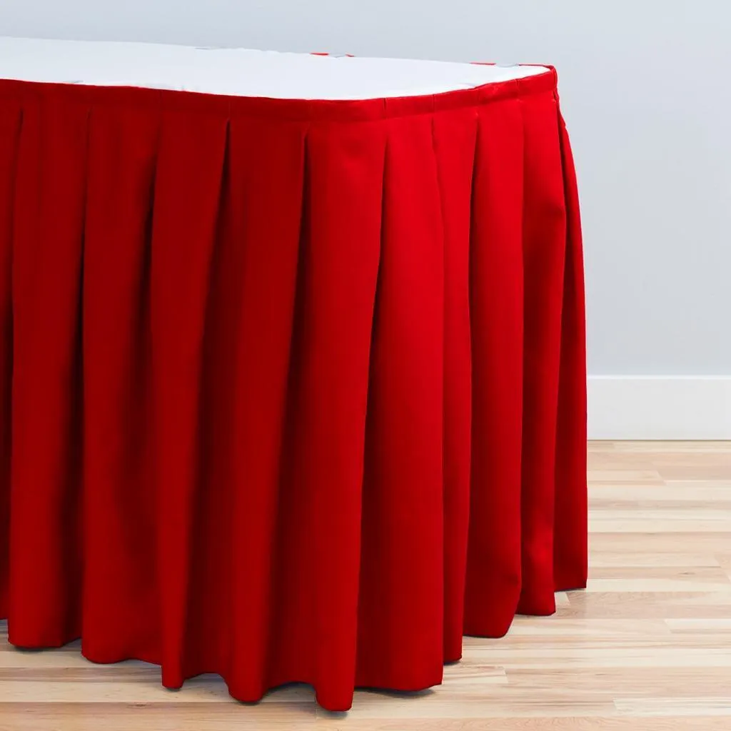 	 14FT Red Pleated Polyester Table Skirt
