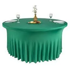 Wavy Emerald green Spandex Round Tablecloths 5ft