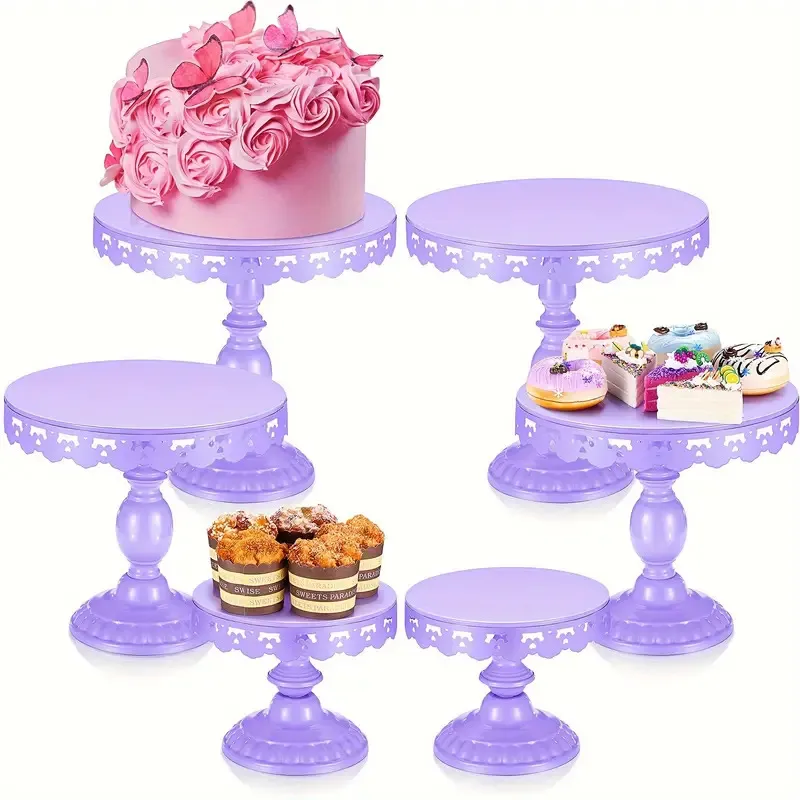 6 PIECE PURPLE CAKE AND PASTRY STAND