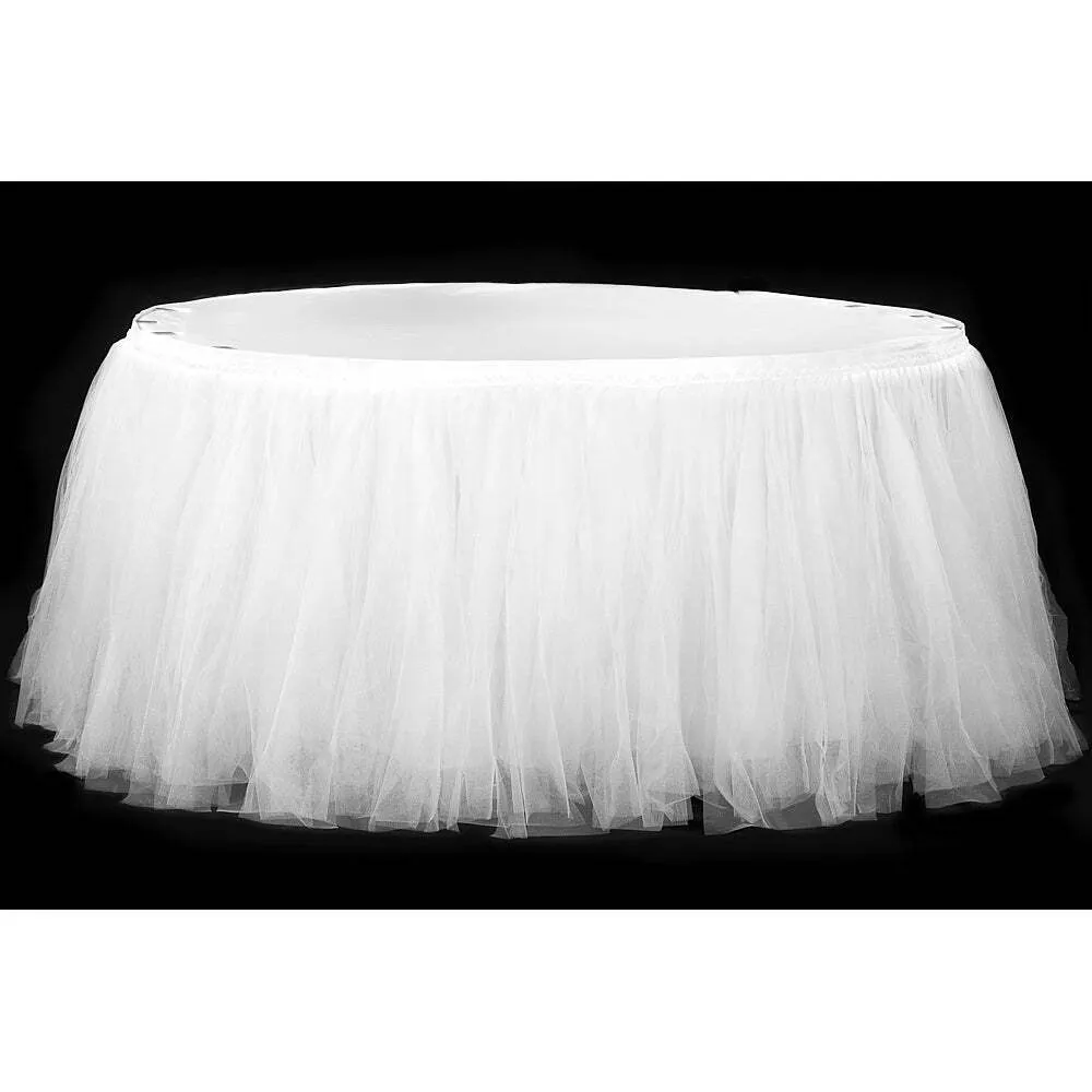 Tulle Tutu 17ft Table Skirt - Pastel Rainbow