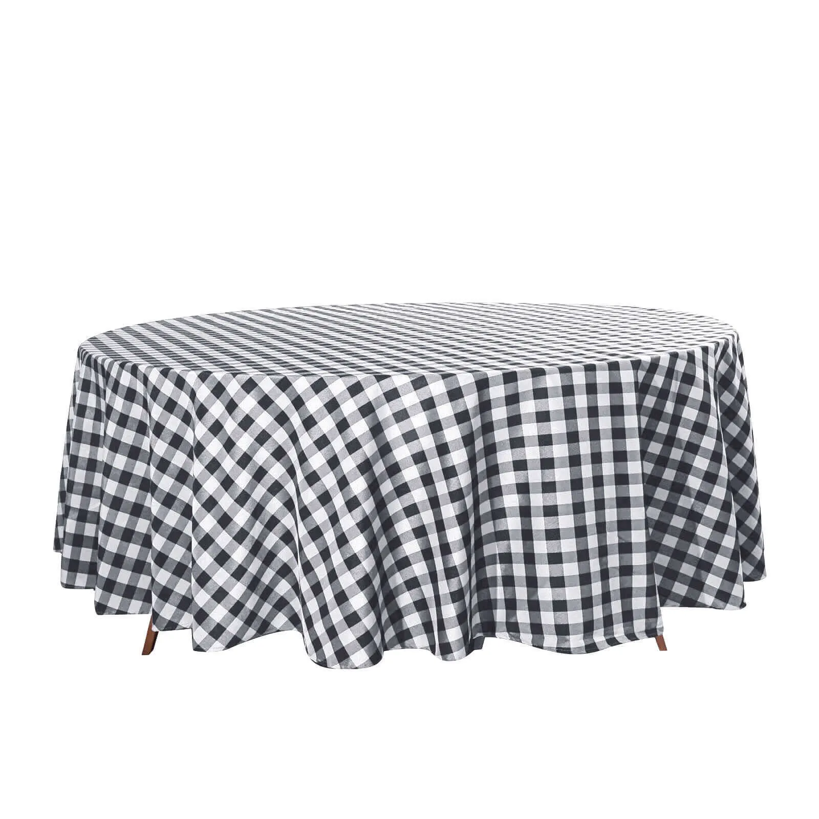 Polyester Buffalo plaid 108" round tablecloth- Black