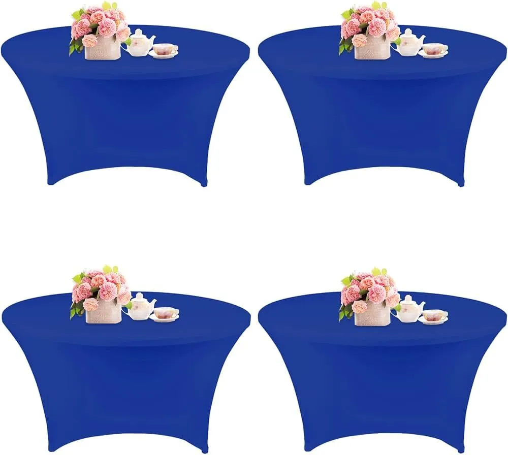 Royal blue wavy Spandex Round Tablecloths 5ft