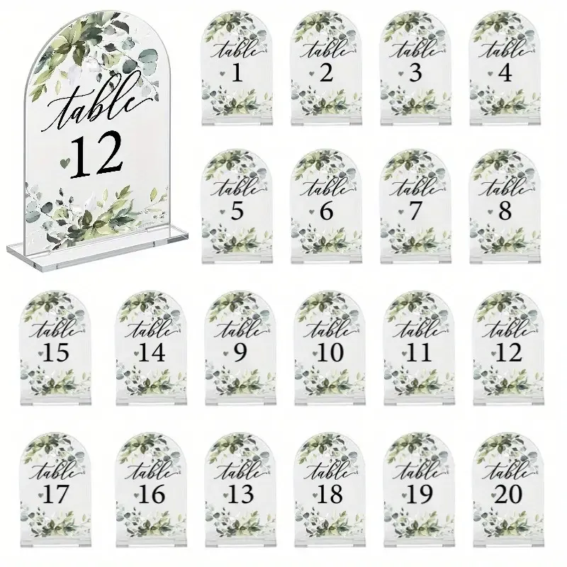 Set Of 20, Classic Acrylic Table Numbers 1-20, Freestanding W