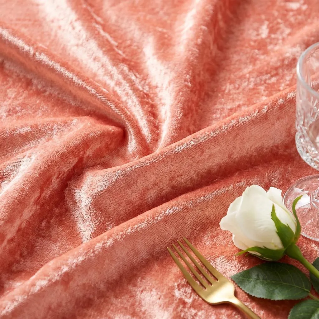 Coral Velvet Rectangle Tablecloth, 90"x132" for 6 Foot Table 