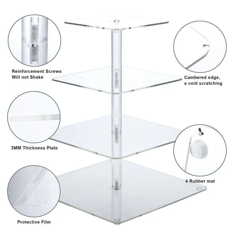 4 Tier Acrylic Cupcake Display Stand LED - Blue