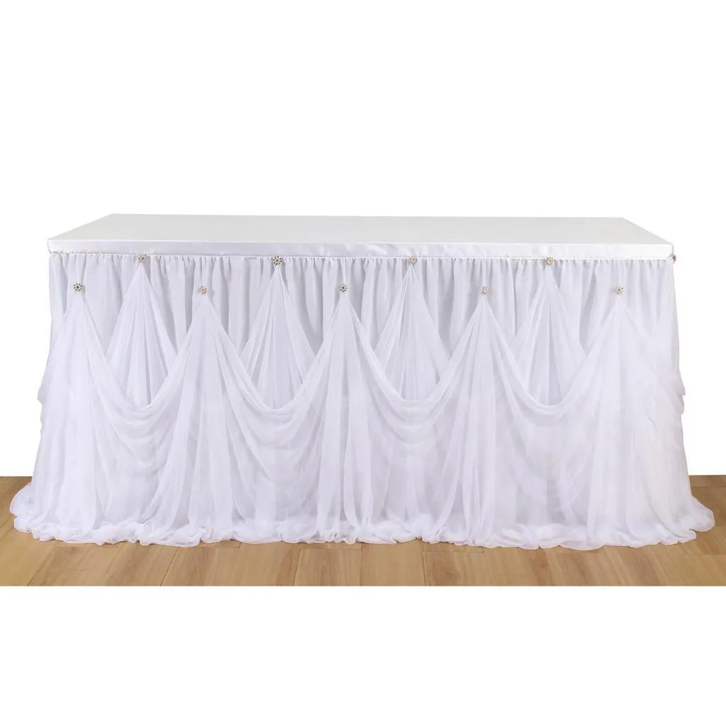  White Tulle Table Skirt 