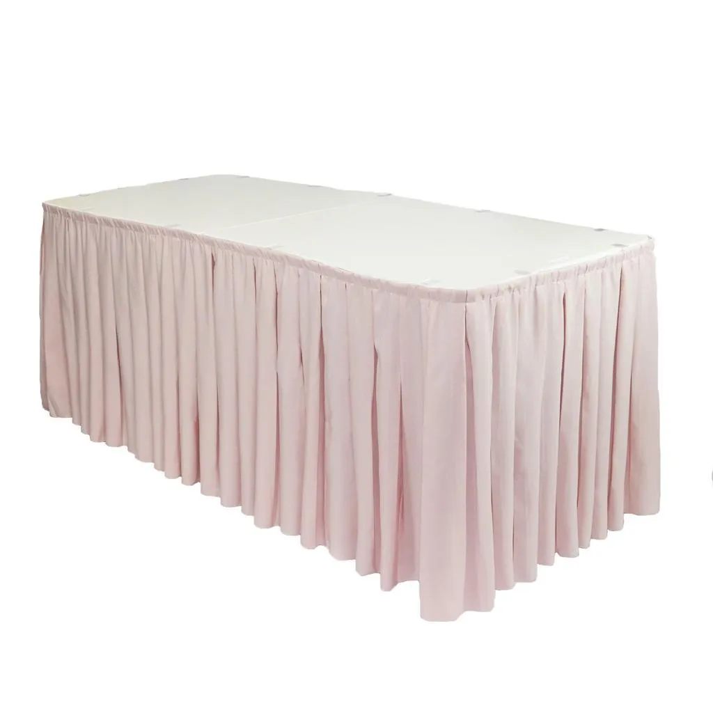 	 14FT Rose Gold | Blush Pleated Polyester Table Skirt