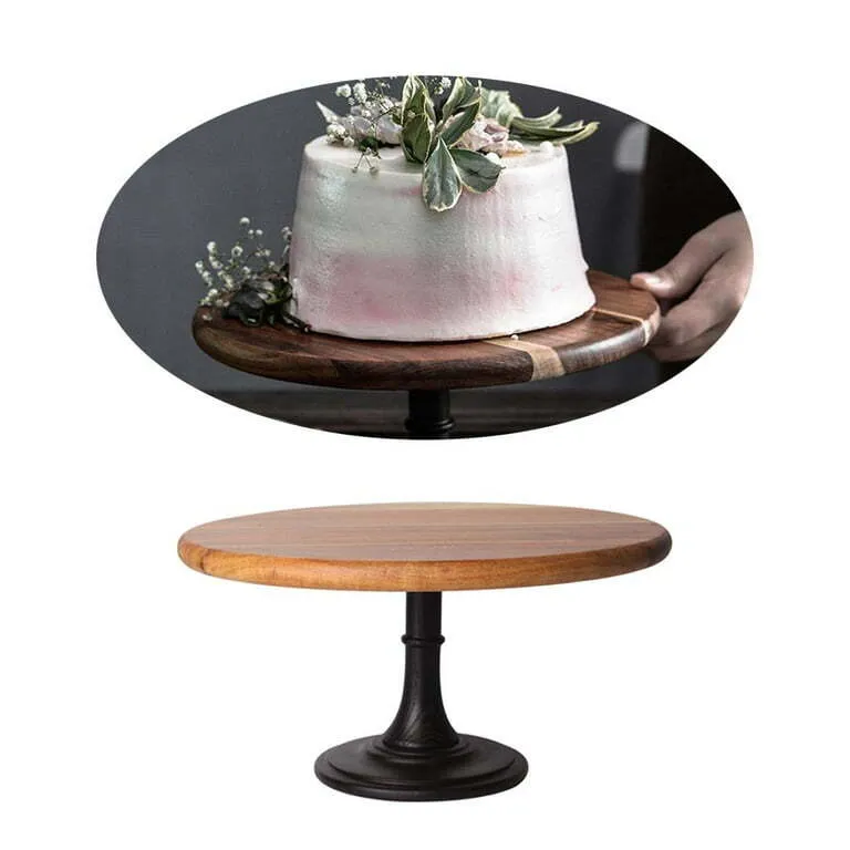 Wood Cake Stand 12 Round black base
