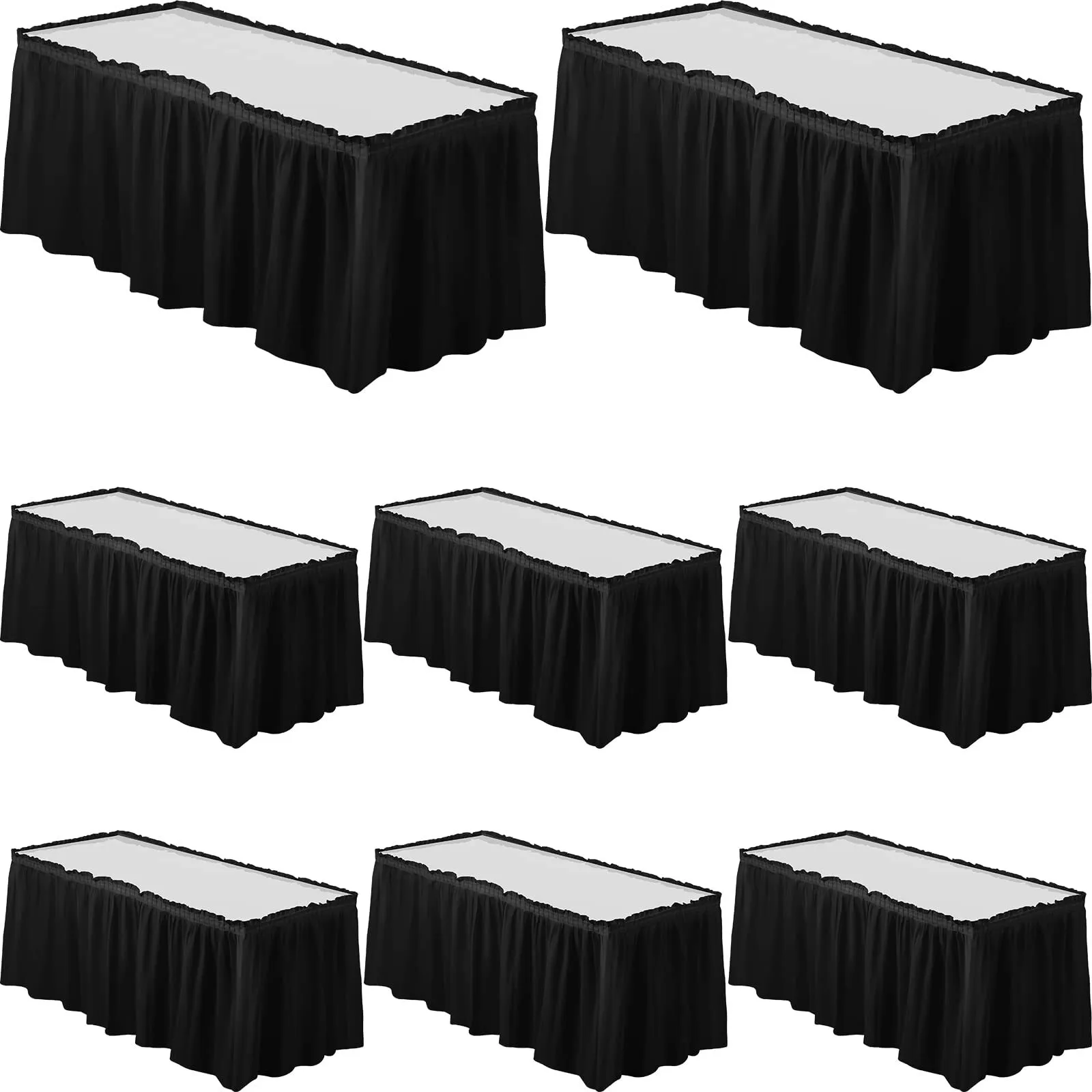 14FT Black Pleated Polyester Table Skirt