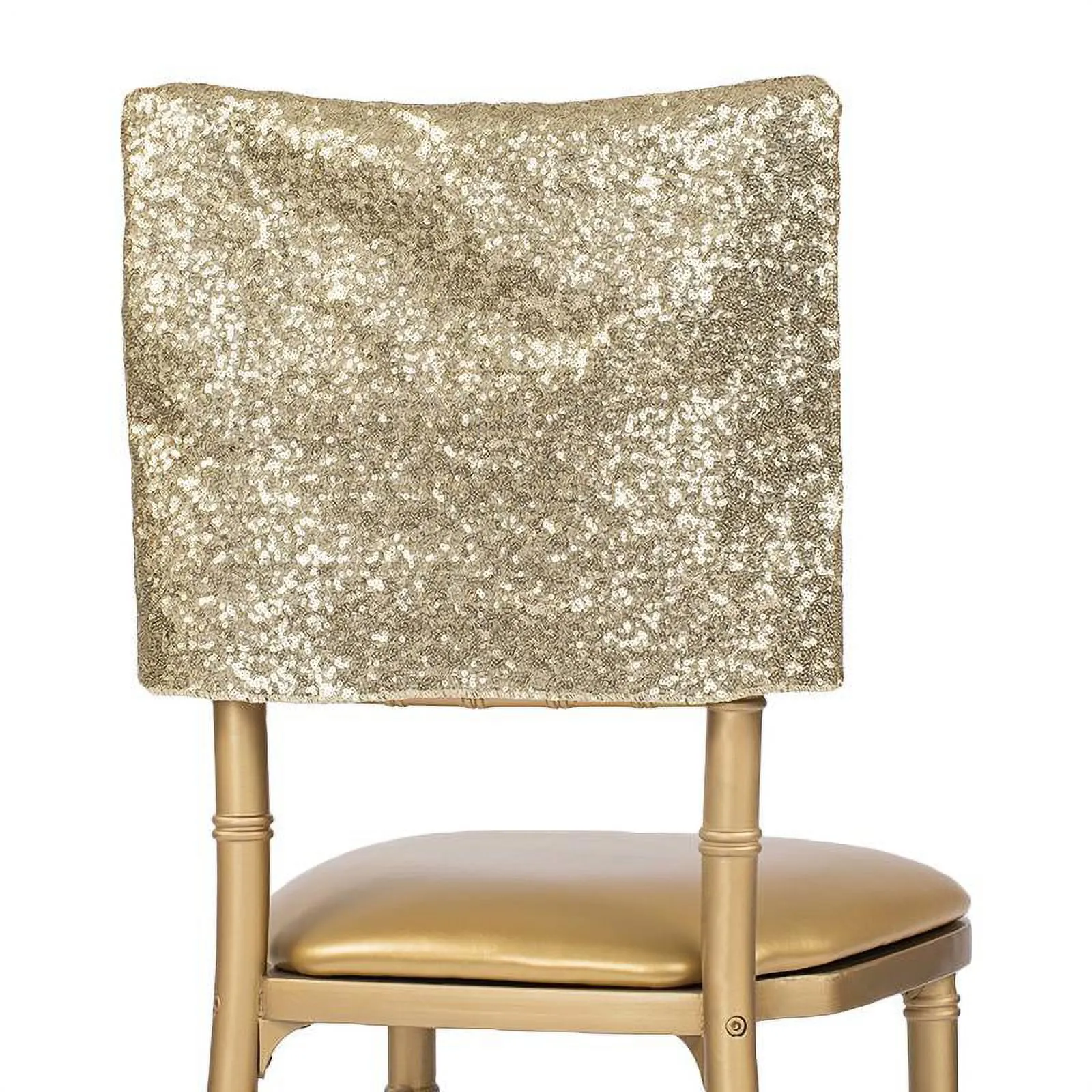 Glitz Sequin Chiavari Chair Cap 16"W x 14"L - Champagne 