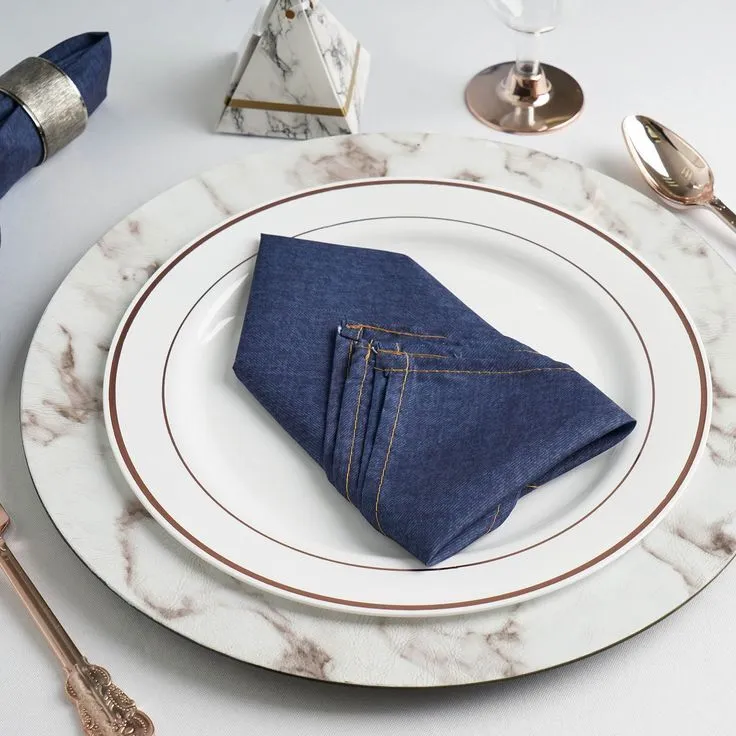 	 5 Pack | 17"x17" Premium Faux Denim Napkins