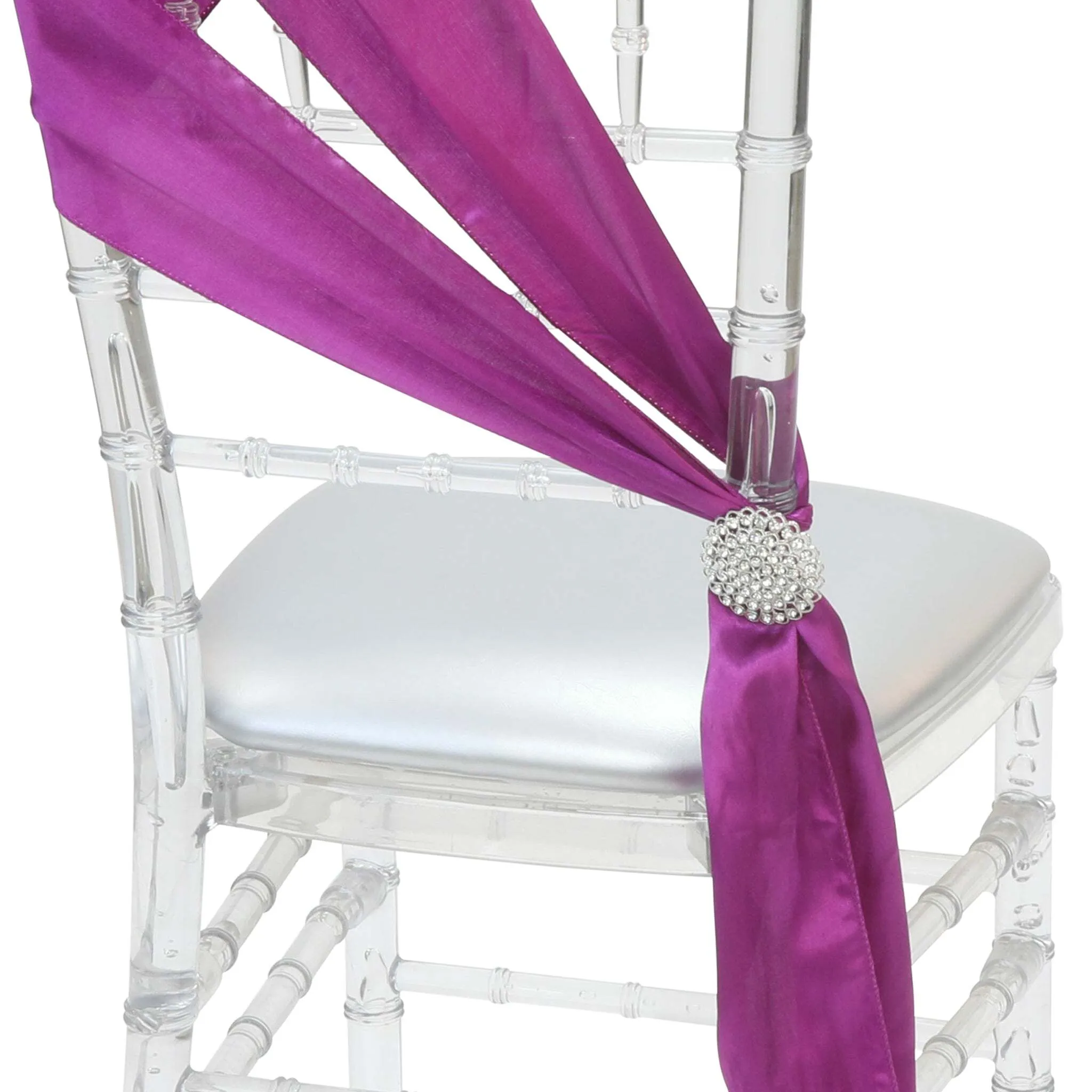 Wide satin chair sash- Magenta