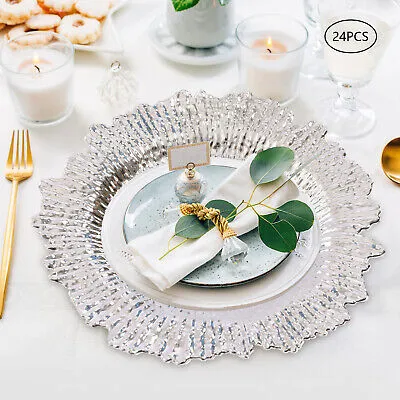 13" Round Reef Clear Plastic Charger Plates 