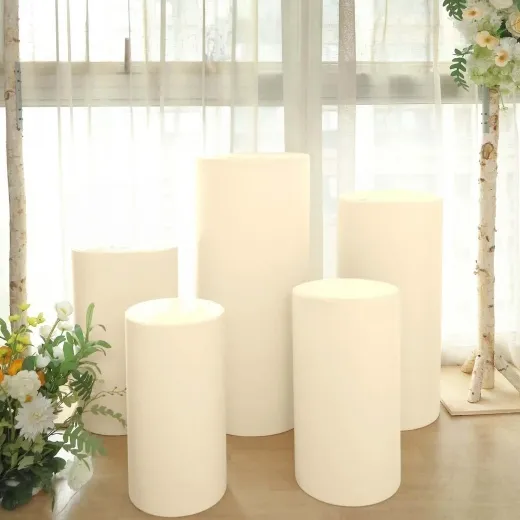 5 Beige Spandex Cylinder Pillar prop
