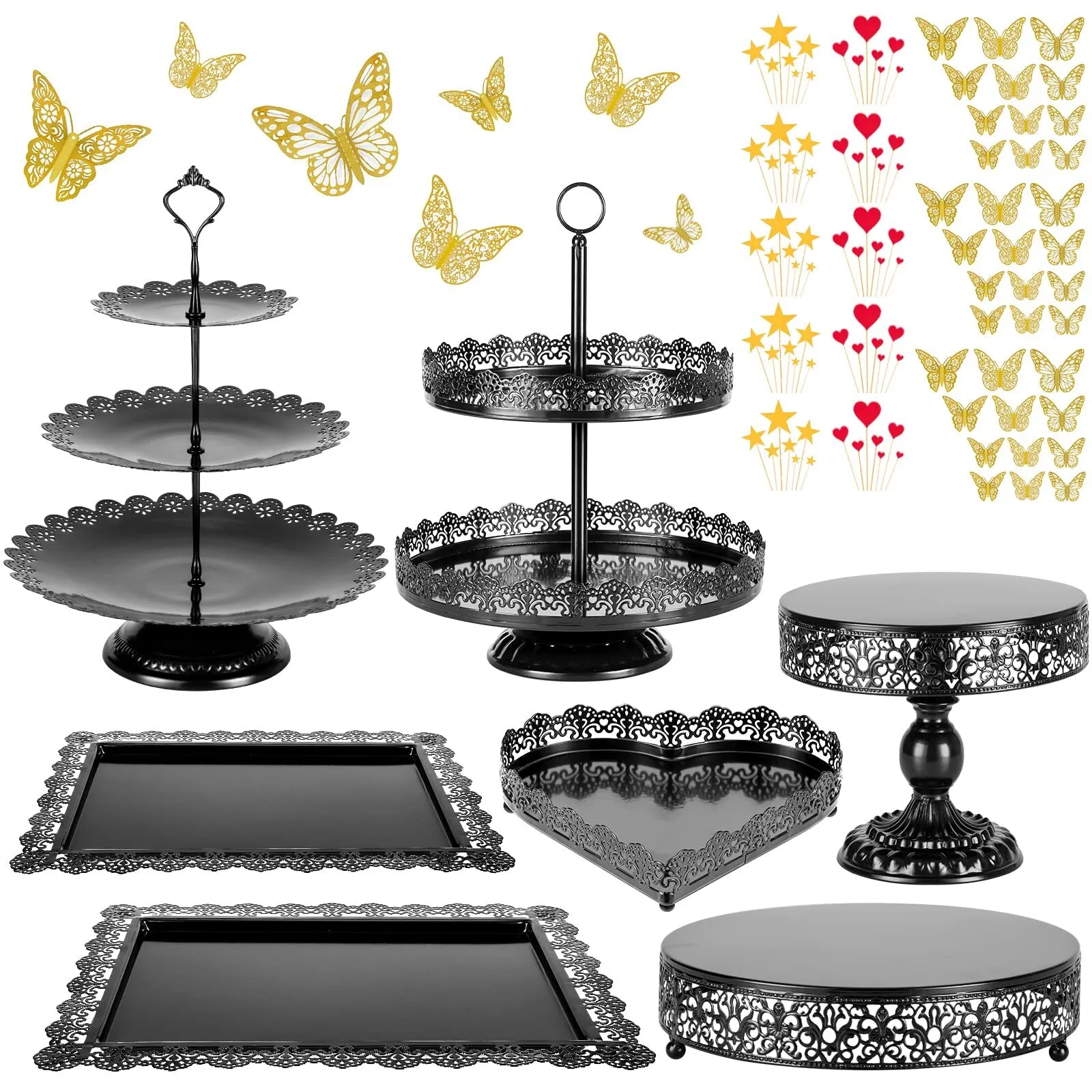 12 PIECE BLACK CAKE AND PASTRY STAND