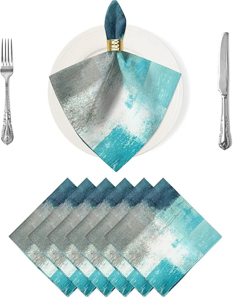  20x20" Turquoise Polyester Linen Napkins