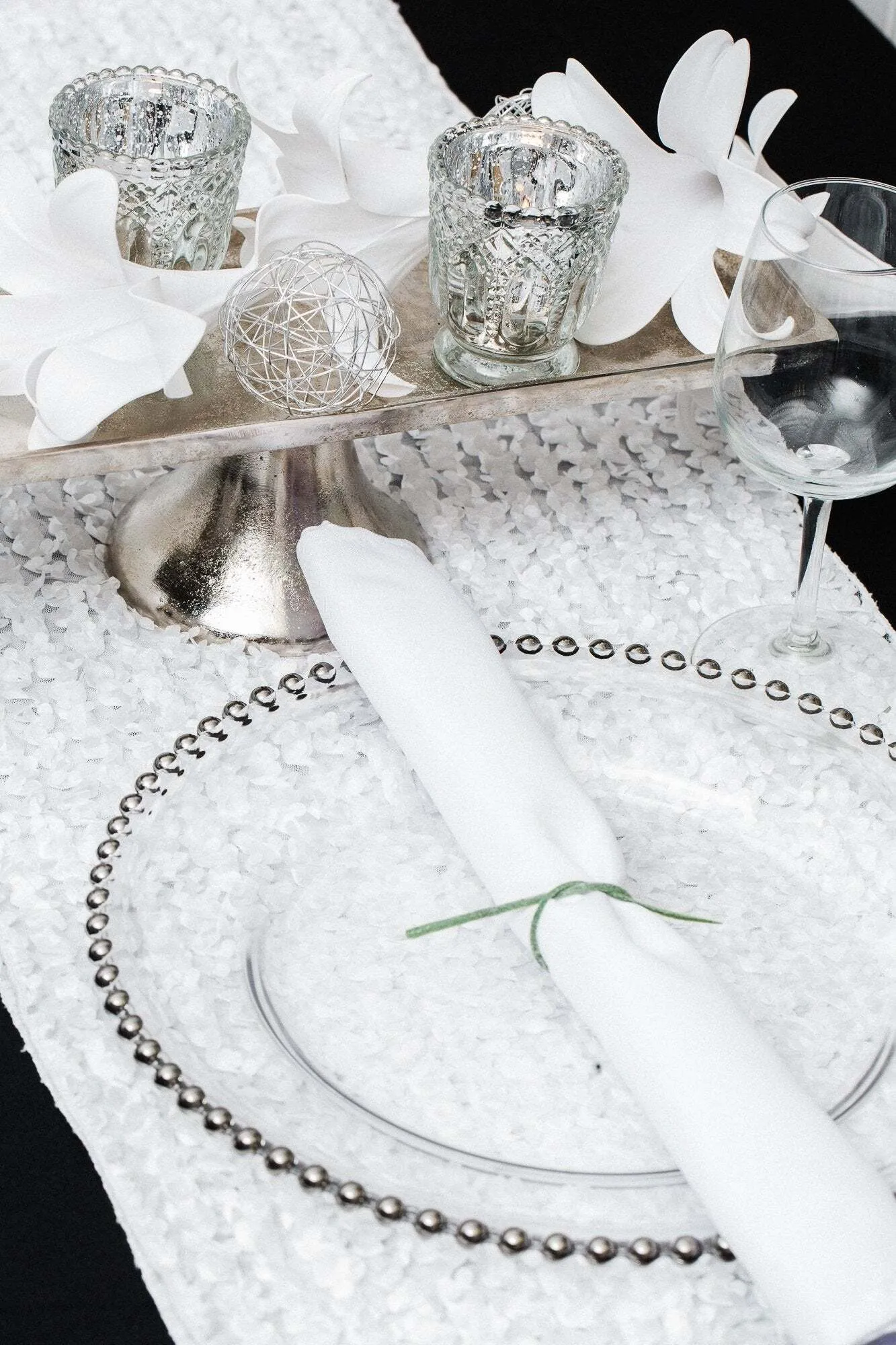 Silver beaded charger plates