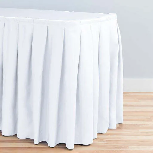 	 14FT Red Pleated Polyester Table Skirt