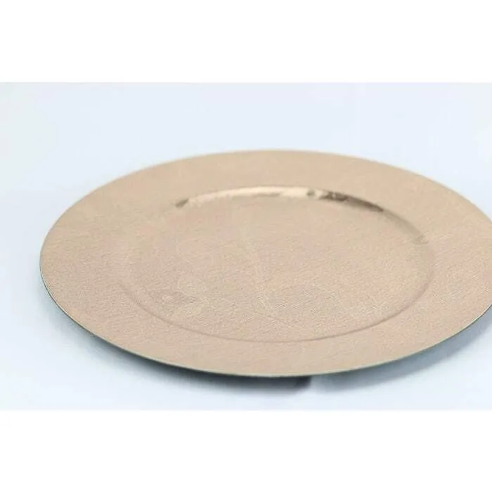 Metallic Rose Gold Plastic Charger Plates, 13 in.