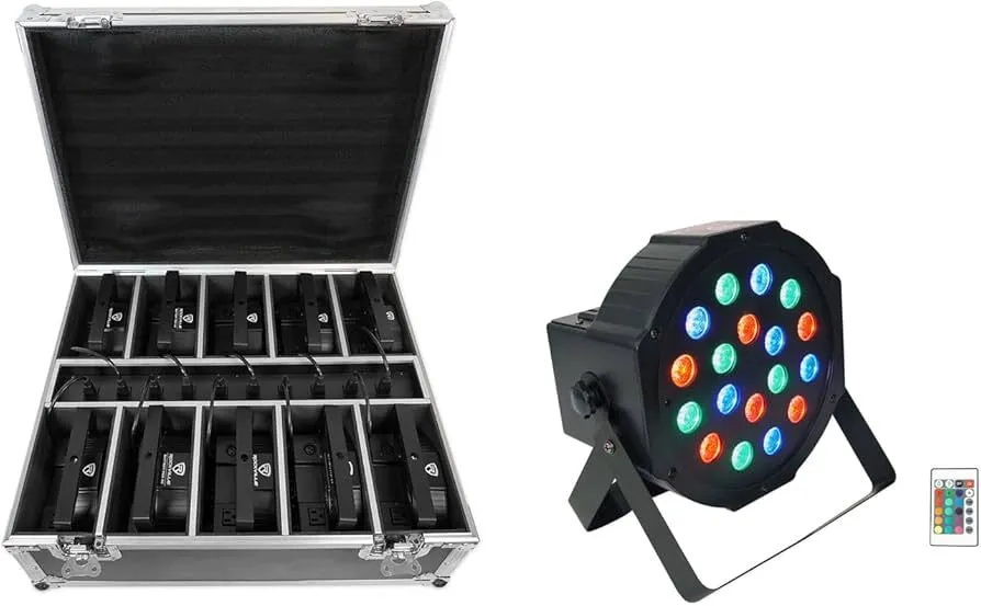  BATTERY PAR PACK 50 BLACK (10) Rechargeable Wash Lights Charging Case