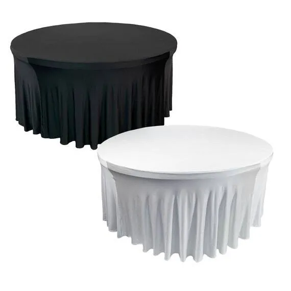 Wavy Spandex Table Cover 5ft Round - Black