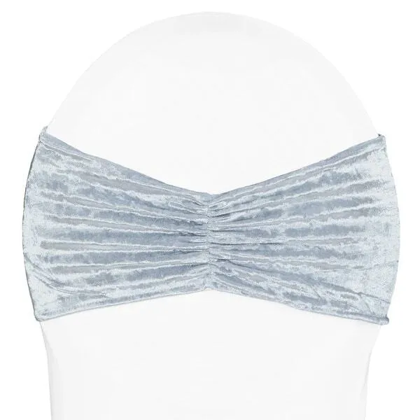 Velvet ruffle stretch chair band State blue