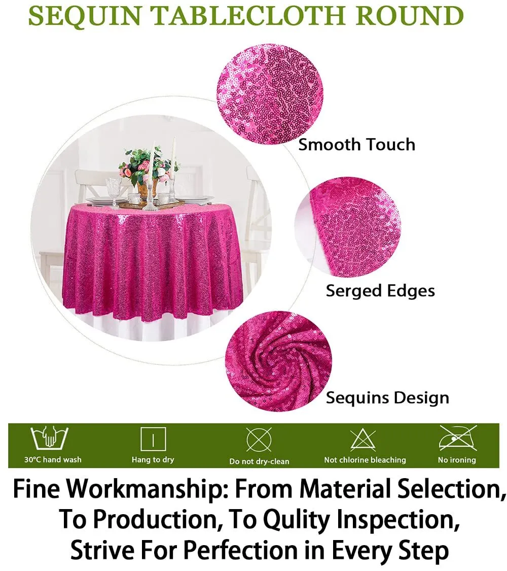 60 x 60 Fuchsia Square Sequin Table Overlay