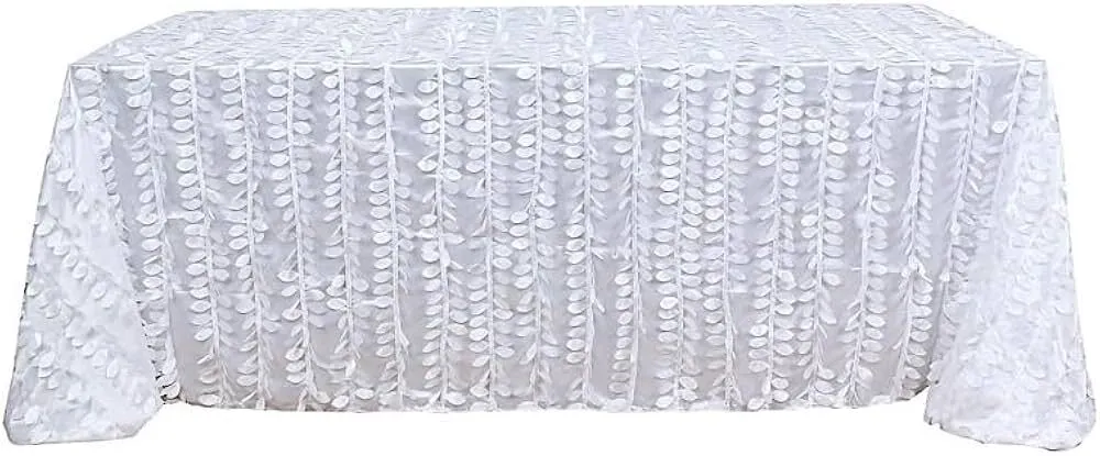 Green Leaf Petal Taffeta Rectangle Tablecloth 90"x132" for 6 Foot Table Wi