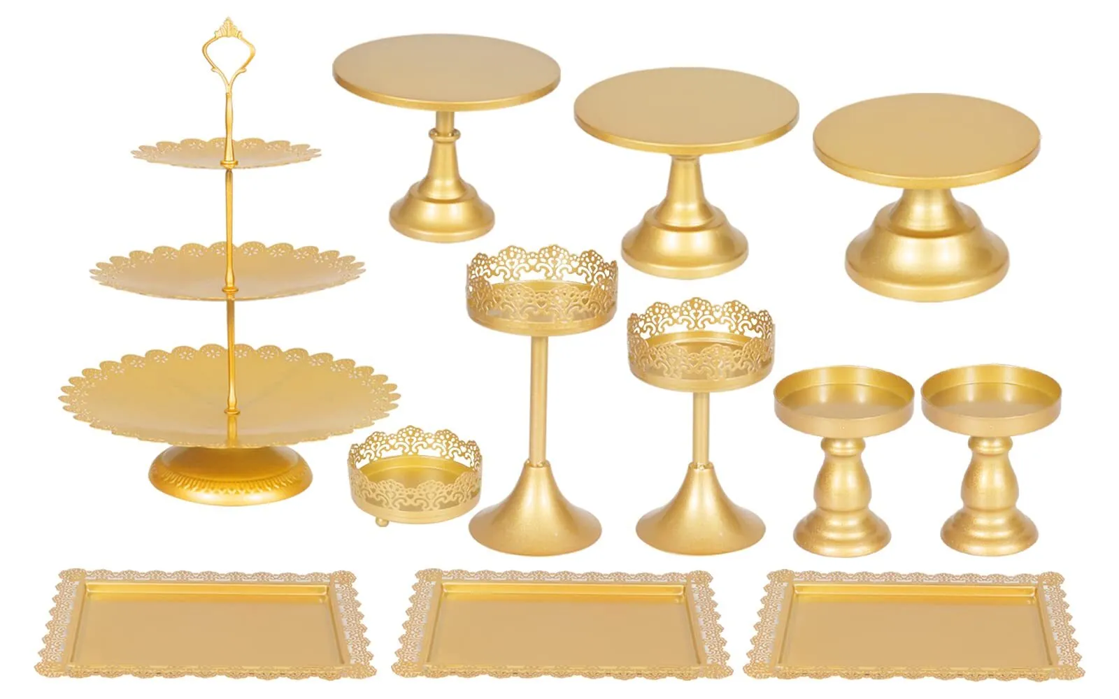 12 PIECE GOLD CAKE AND PASTRY STAND
