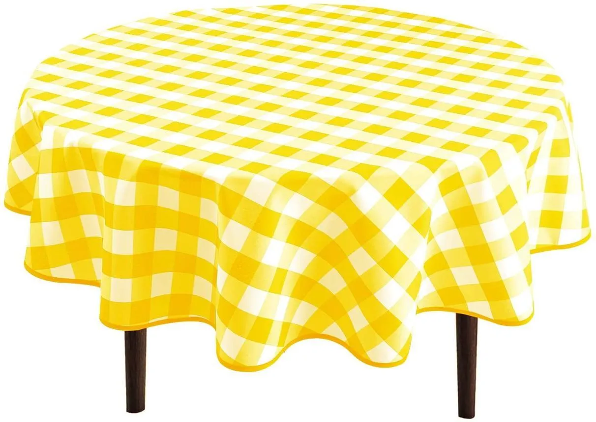 Polyester Buffalo plaid 108"round  yellow