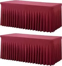 Burgundy wavy Spandex Tablecloths for Rectangle 
