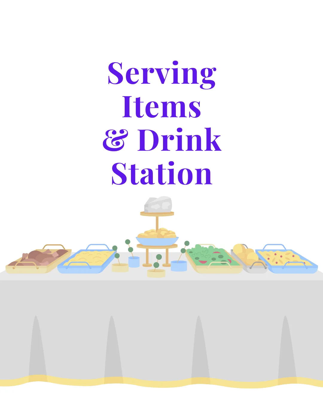 Serving Pieces Bar Items & Drink Station