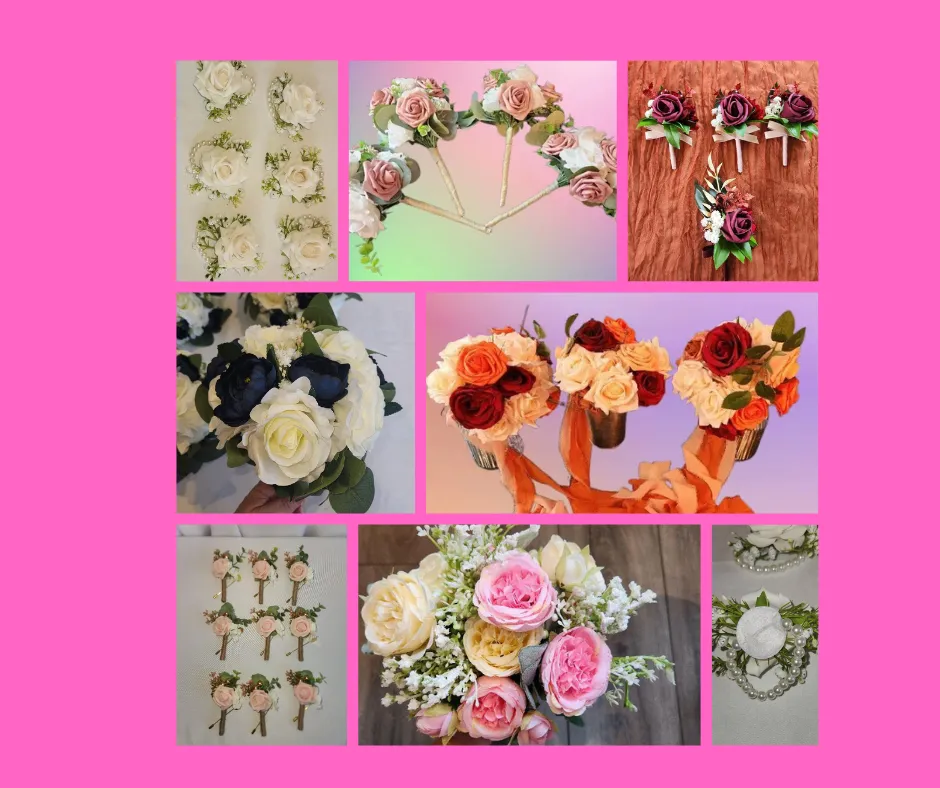 Bride & Bridesmaid Bouquets, Boutonnieres, Wrist Corsages etc.