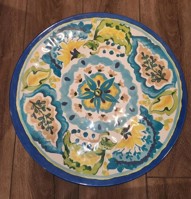 Serving Platter 19 in Heavy Duty Blue Yellow Green