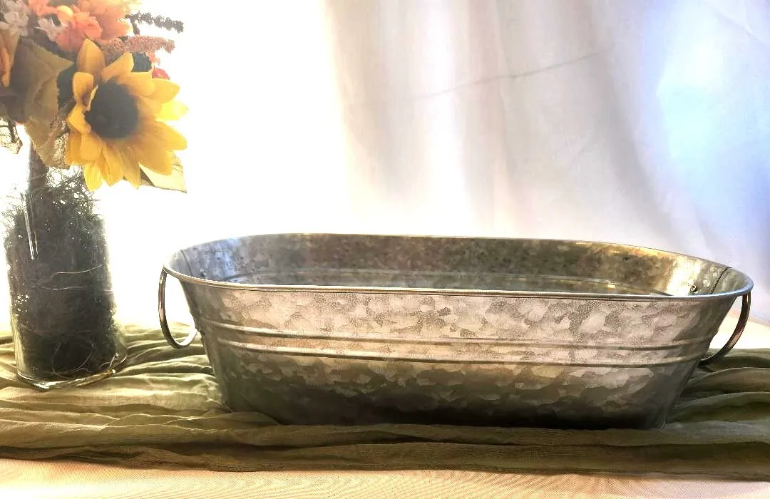 Galvanized Metal Oval Bucket with Handles