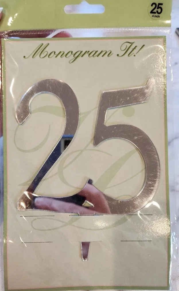 25 Silver Mirrored Cake Topper Birthday or Anniversary Party