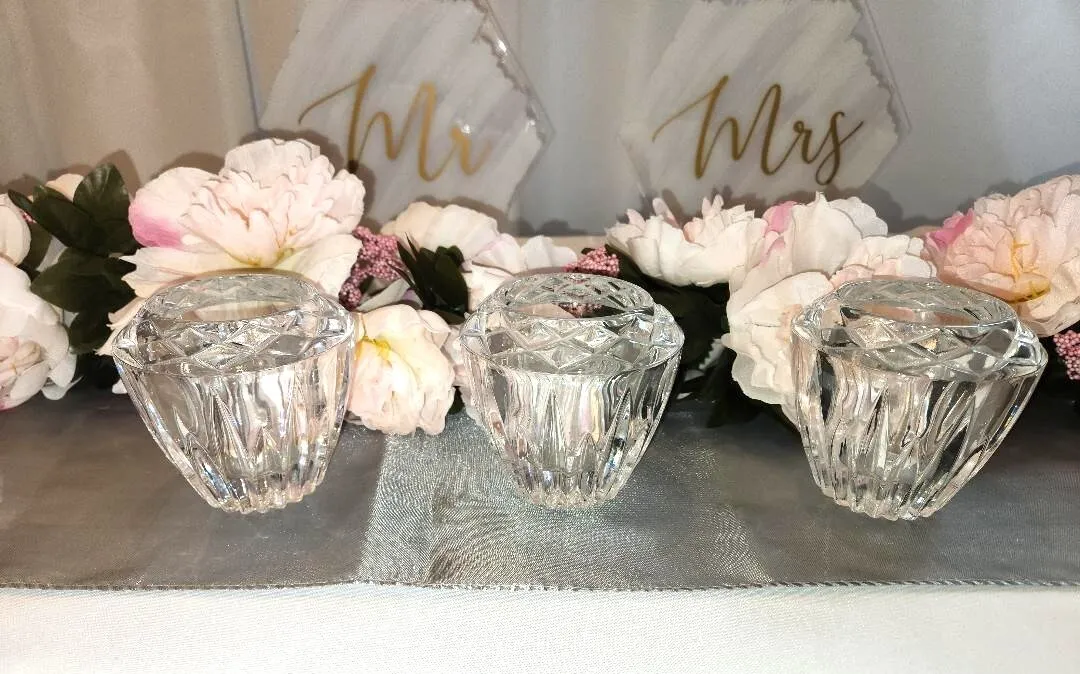 Clear Glass Cut Votive Holders Set of 3