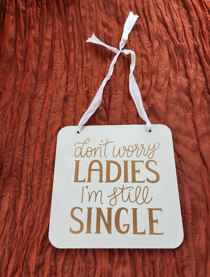 Don't Worry Ladies I'm Still Single Ring Bearer or Groomsman White Hanging Sign