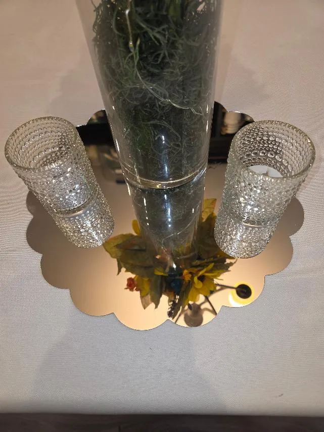 Mirror Finish Disc Scalloped Edges 9 3/4 in Diameter Centerpieces  (QTY 24)