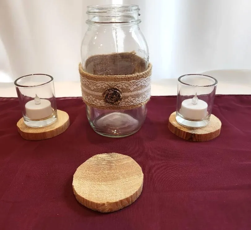 Wood Round Slices for Votives 3 in Diameter   (QTY 19)