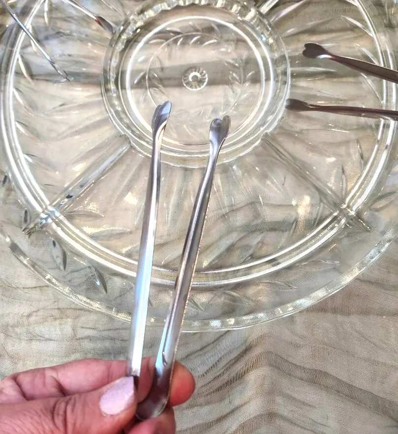 Silver Metal Tongs With Heart Shaped Ends  5.3 In Charcuterie, Desserts, Bar  (QTY 12)