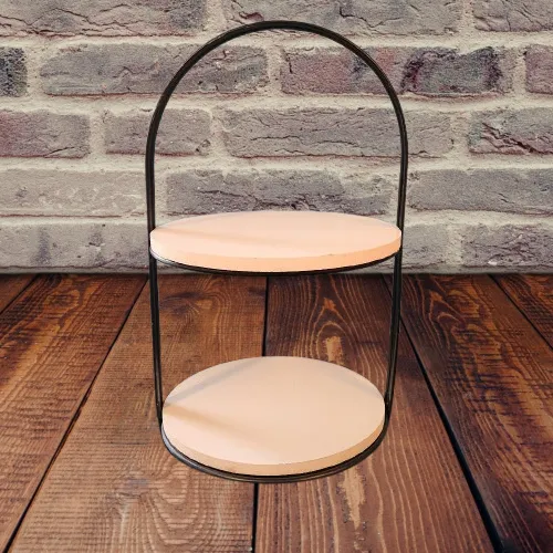 2 Tier Black Metal & White Trays        QTY 2