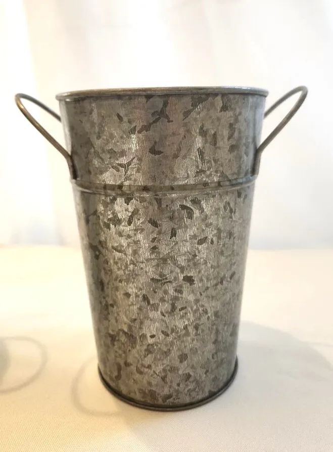 Galvanized Metal Tall Pail with Handles    (QTY 2)     G9