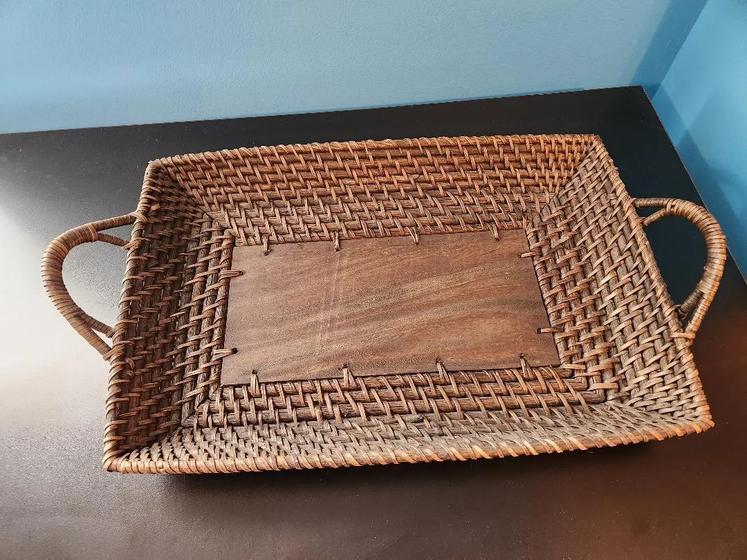 Wooden Woven Basket With Handles