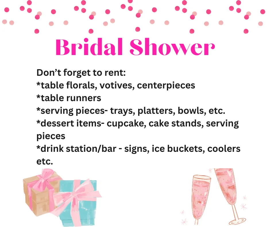 bridal shower dont forget to rent