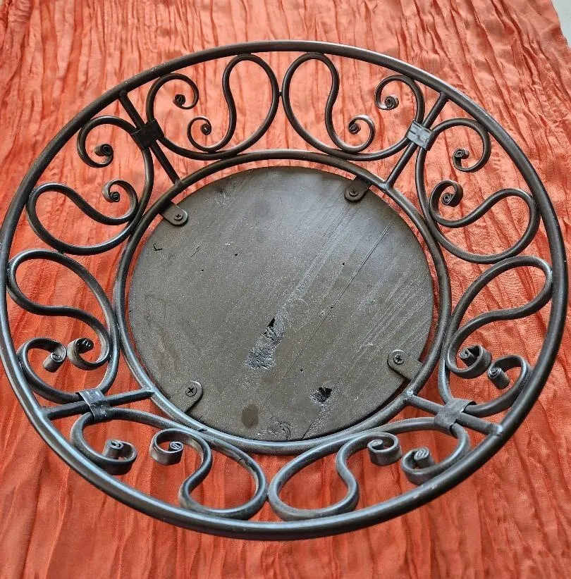 Black Metal & Wooden Bowl 13.75 in Diameter