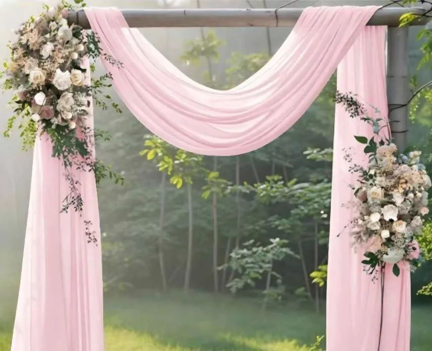 Blush Pink Sheer Wedding Arch Drape Fabric 18 ft 9 in x 27 in wide (SET of 2)