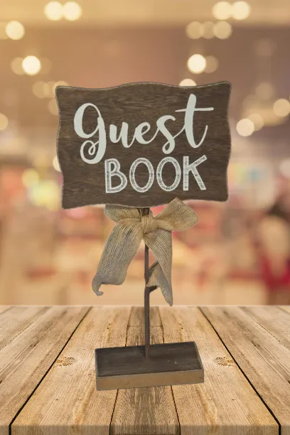Guest Book Tall Wooden Sign with Burlap Bow    QTY 3