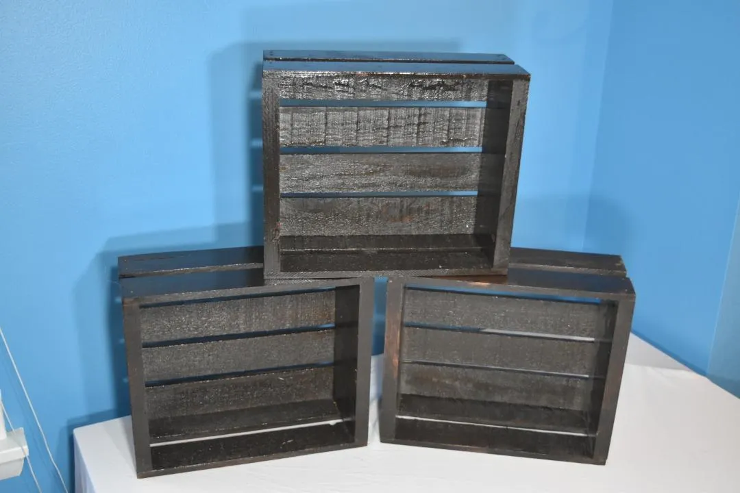 Wood Crate Dark Stained Dessert Table Cupcake Stand Buffet   QTY 8